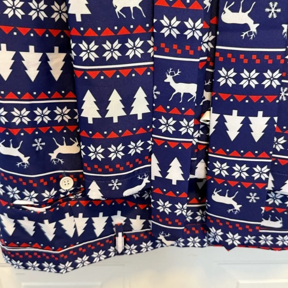 Festive Blue Christmas Suit including Jacket, Pants and Tie XXL